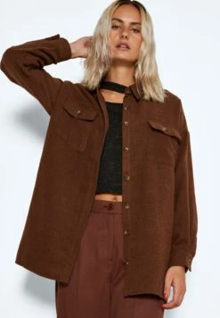 Noisy May Nmflanny Long Shacket - Overhemdblouse - Pinecone -Noisy May 2b60c565a5a54253846c33f36b96d206