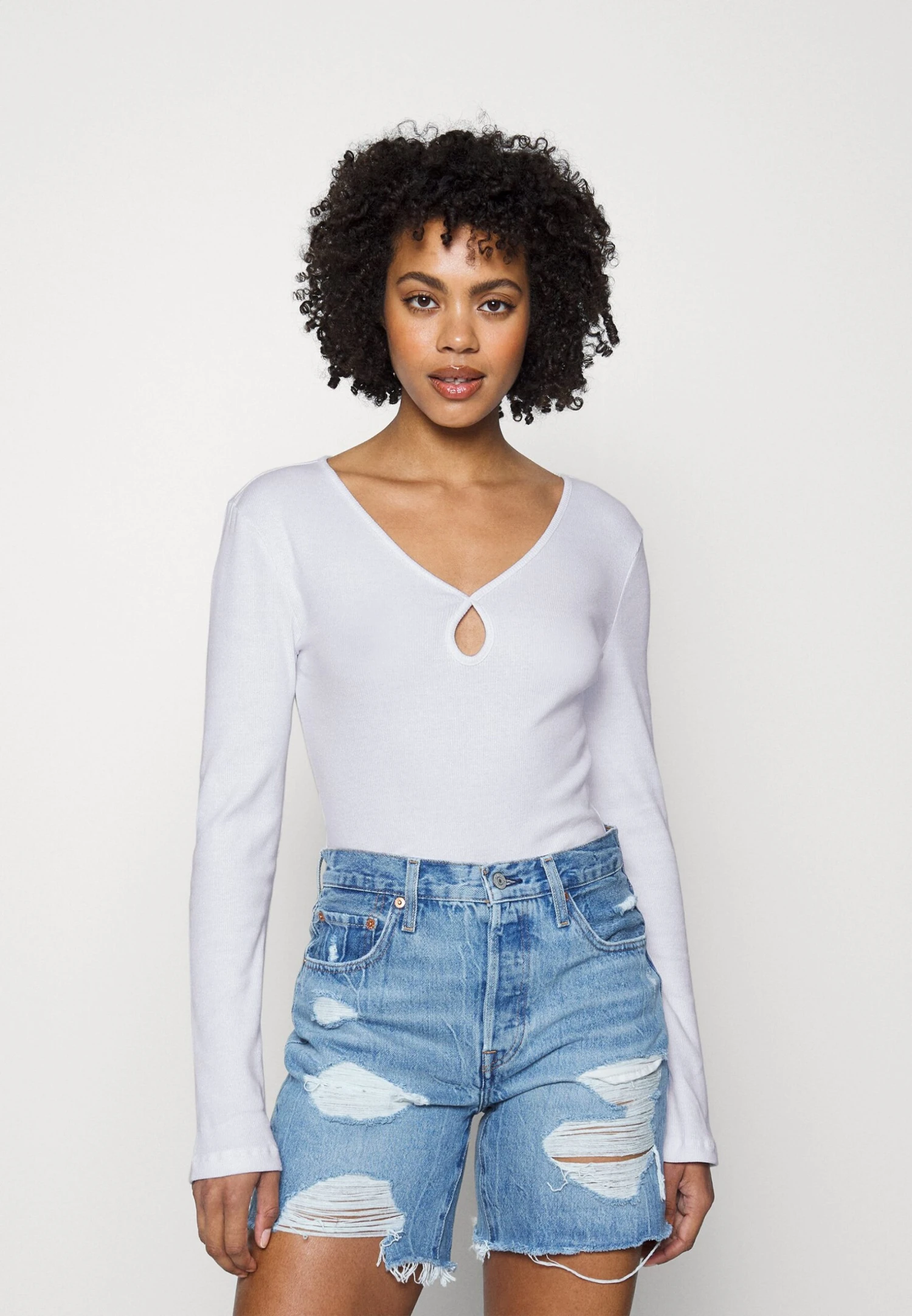 Noisy May Nmmaya Vneck Keyhole - Longsleeve - Bright White 3 Noisy May Nmmaya Vneck Keyhole - Longsleeve - Bright White