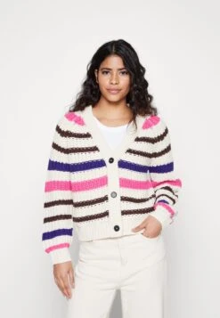 Noisy May Nmcharlie Cardigan - Vest - Pearled Ivory/Deep Blue/Demitasse/Shocking Pink
