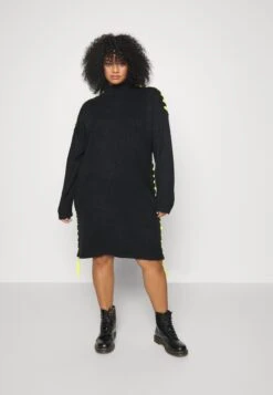 Nmdonna High Neck - Gebreide Jurk - Black/Sulphur Spring