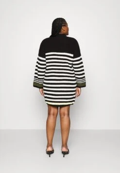 Nmclaire Highneck Knit Dress Curve - Gebreide Jurk - Black/White W.Citronelle Contrast -Noisy May 5e30e34ec8bc46e0b4e4d78d515e6d72