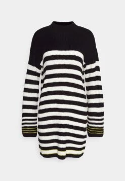 Nmclaire Highneck Dress - Gebreide Jurk - Black/White/Citronelle -Noisy May 6a31aa63c63b429e8ef3c609af59e871