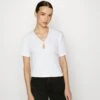 Noisy May Maya O Neck Cutout Noos - T-Shirt Print - Bright White