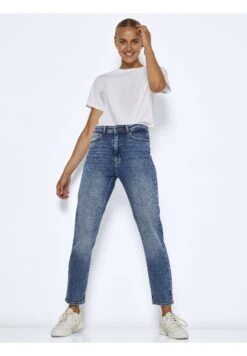 Noisy May Nmmoni High Waist - Jeans Tapered Fit - Dark Blue Denim -Noisy May 7557f79f3973493588fd113e61b9dd64
