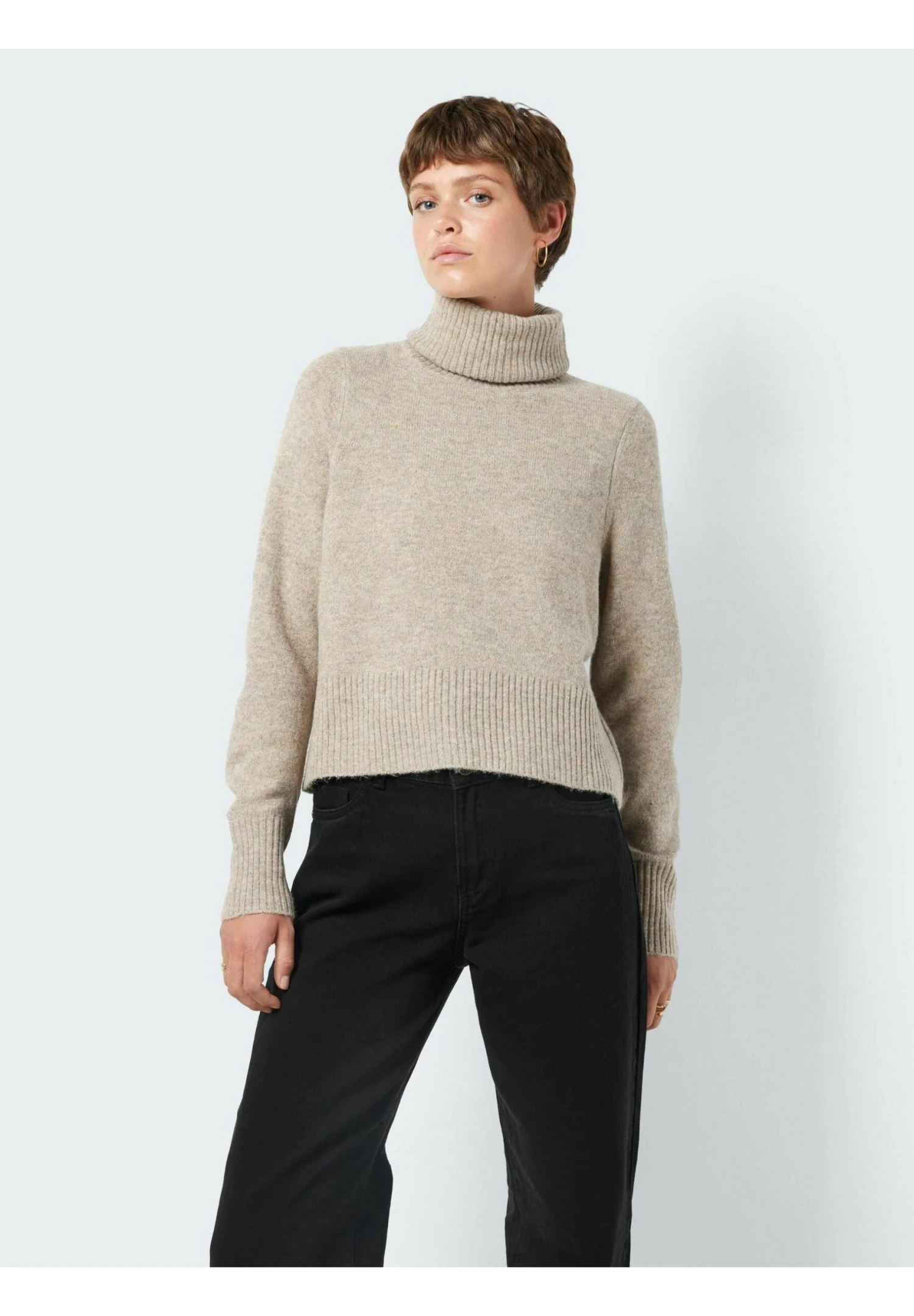 Noisy May Polokragen - Trui - Beige Mottled Beige 4 Noisy May Polokragen - Trui - Beige Mottled Beige - Afbeelding 2