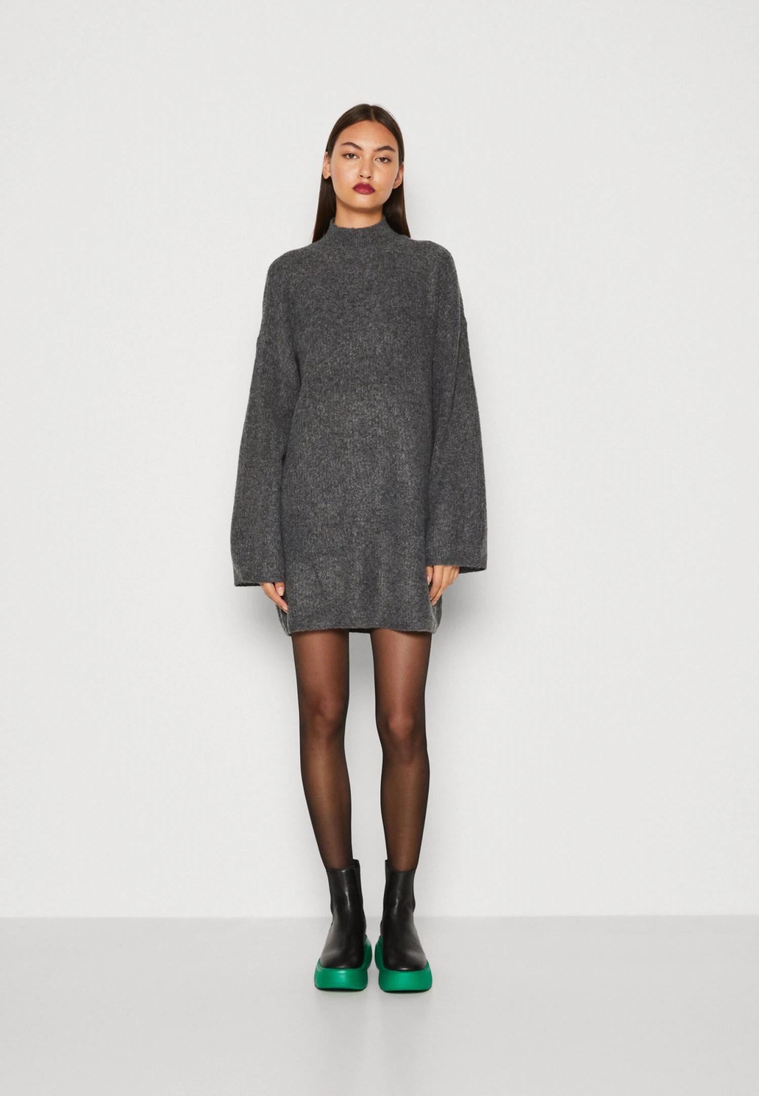 Noisy May Nmbalance Funnel Neck- Gebreide Jurk - Dark Grey Melange 3 Noisy May Nmbalance Funnel Neck- Gebreide Jurk - Dark Grey Melange