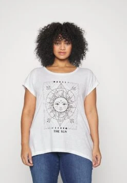 Nmmathilde Printed Long - T-Shirt Print - Bright White/The Sun