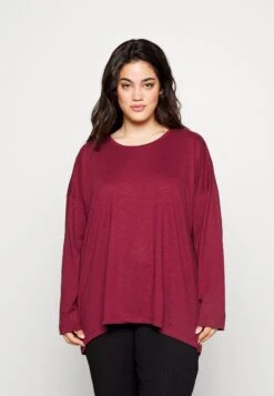 Nmmathilde O Neck High Low Curve - Longsleeve - Burgundy