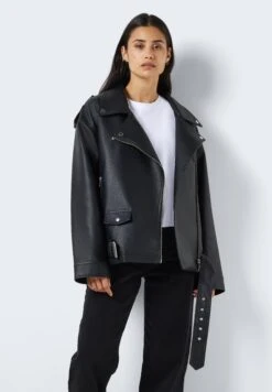 Noisy May Nmpaulina Oversize Biker Jacket - Imitatieleren Jas - Black