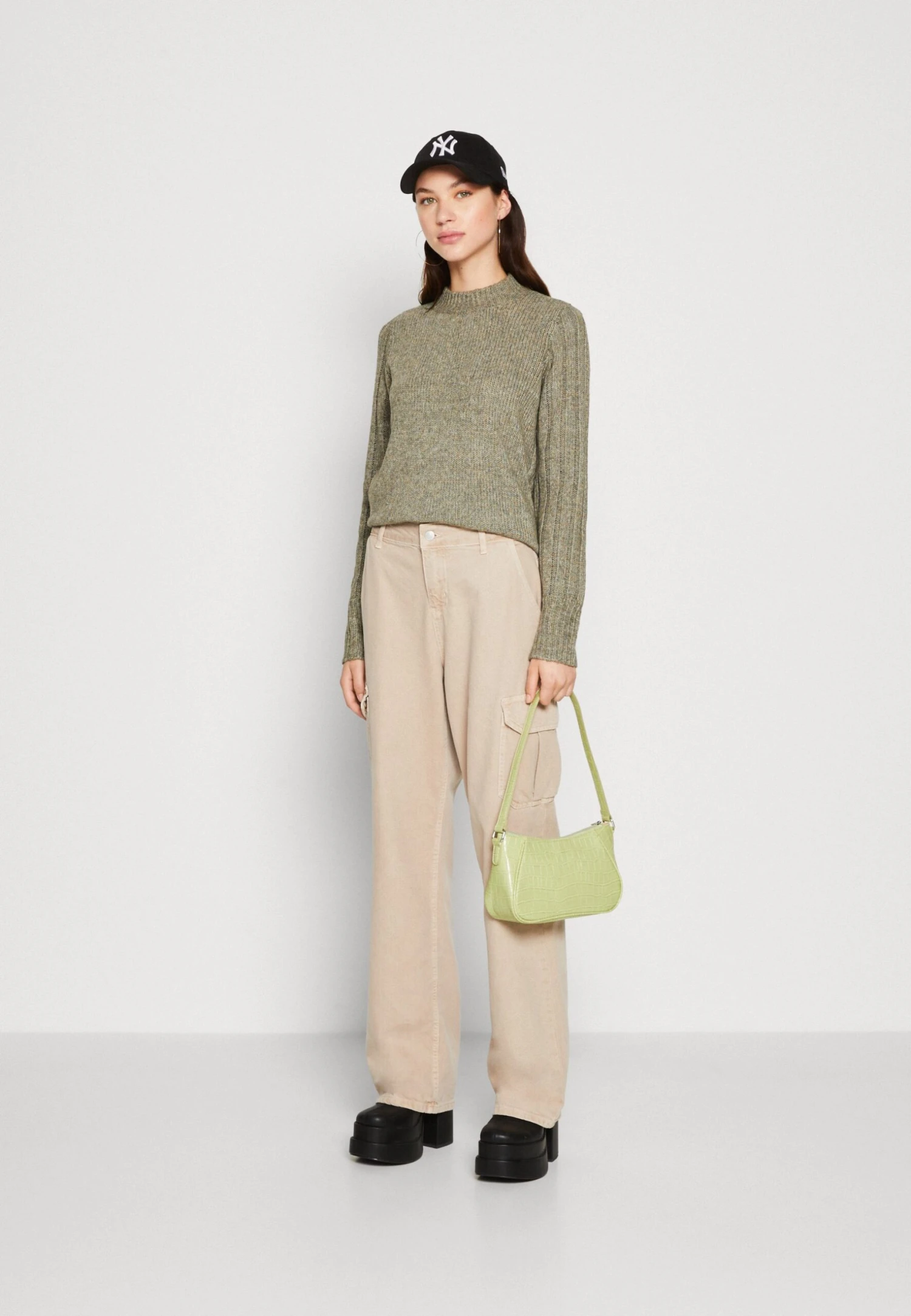 Noisy May Nmnina High Neck - Trui - Kombu Green Melange 4 Noisy May Nmnina High Neck - Trui - Kombu Green Melange - Afbeelding 2