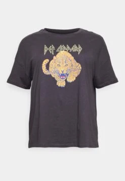 Nmida Deef Leopard O Neck Top Curve - T-Shirt Print - Obsidian/Def Leppard -Noisy May c082845fd32046fc975fb836c13e5b6d