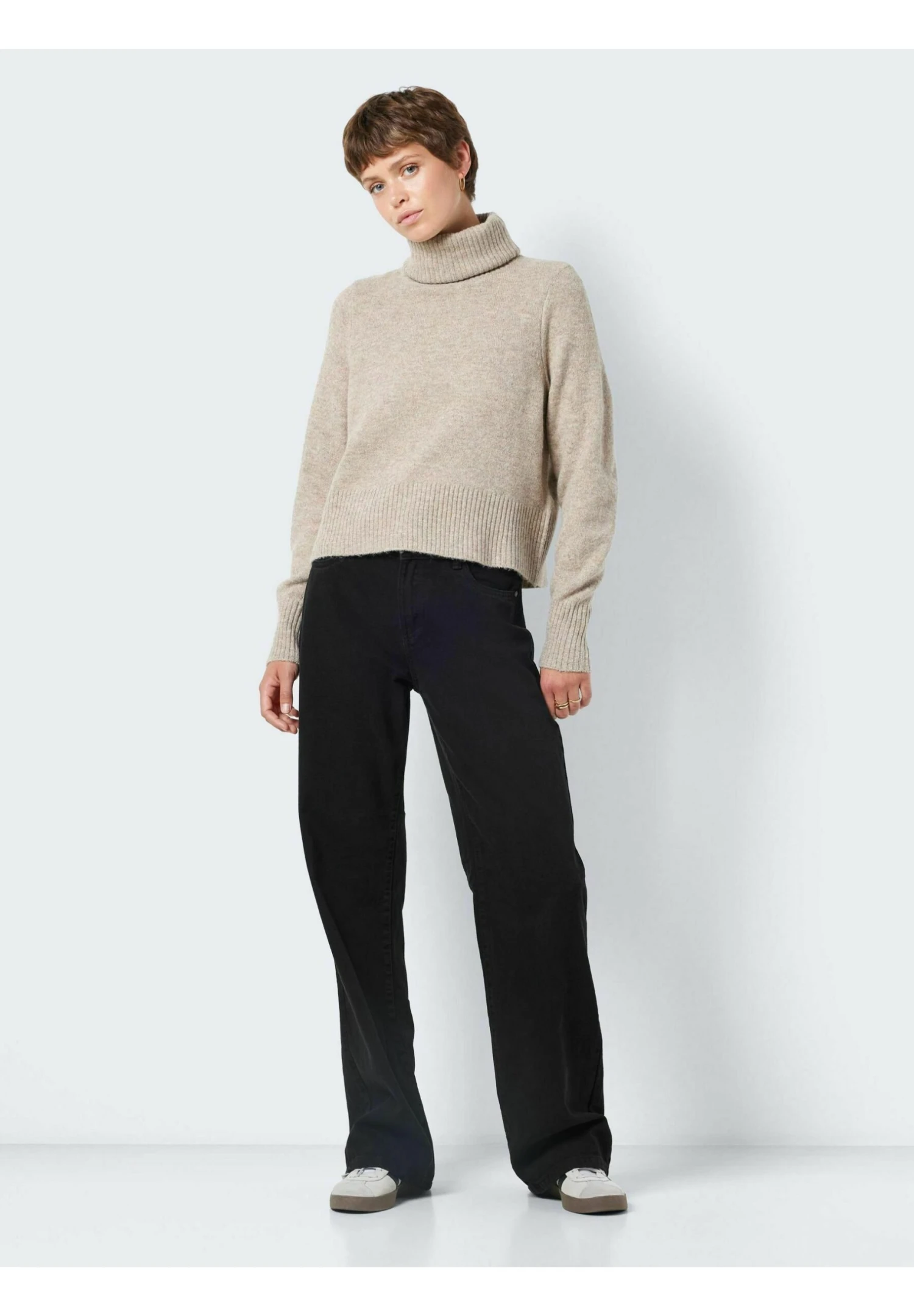 Noisy May Polokragen - Trui - Beige Mottled Beige 3 Noisy May Polokragen - Trui - Beige Mottled Beige