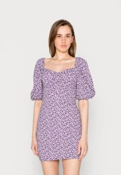 Noisy May Nmbine Short Ruching- Jurk - Chalk Violet