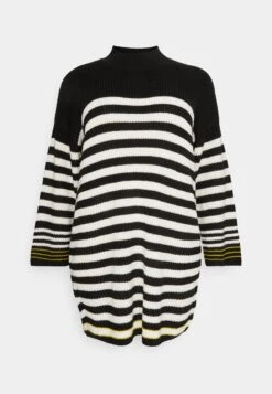 Nmclaire Highneck Knit Dress Curve - Gebreide Jurk - Black/White W.Citronelle Contrast -Noisy May dc1b617a47db42d69f84c670f57c282f