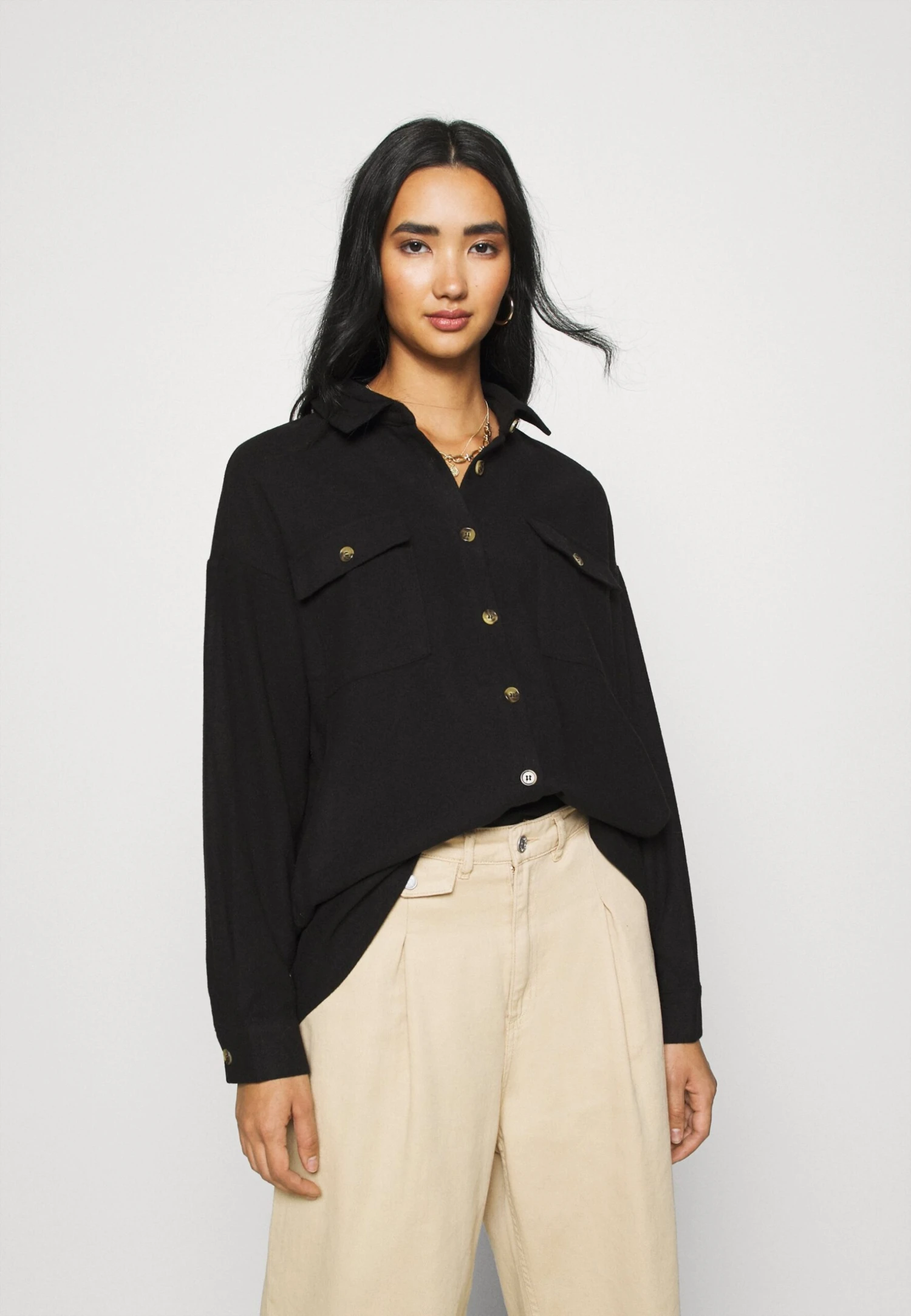 Noisy May Nmflanny Long Shacket - Overhemdblouse - Black 3 Noisy May Nmflanny Long Shacket - Overhemdblouse - Black