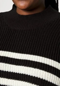 Nmclaire Highneck Knit Dress Curve - Gebreide Jurk - Black/White W.Citronelle Contrast -Noisy May fe6ba66fcaf74a8cbed997a807127d04